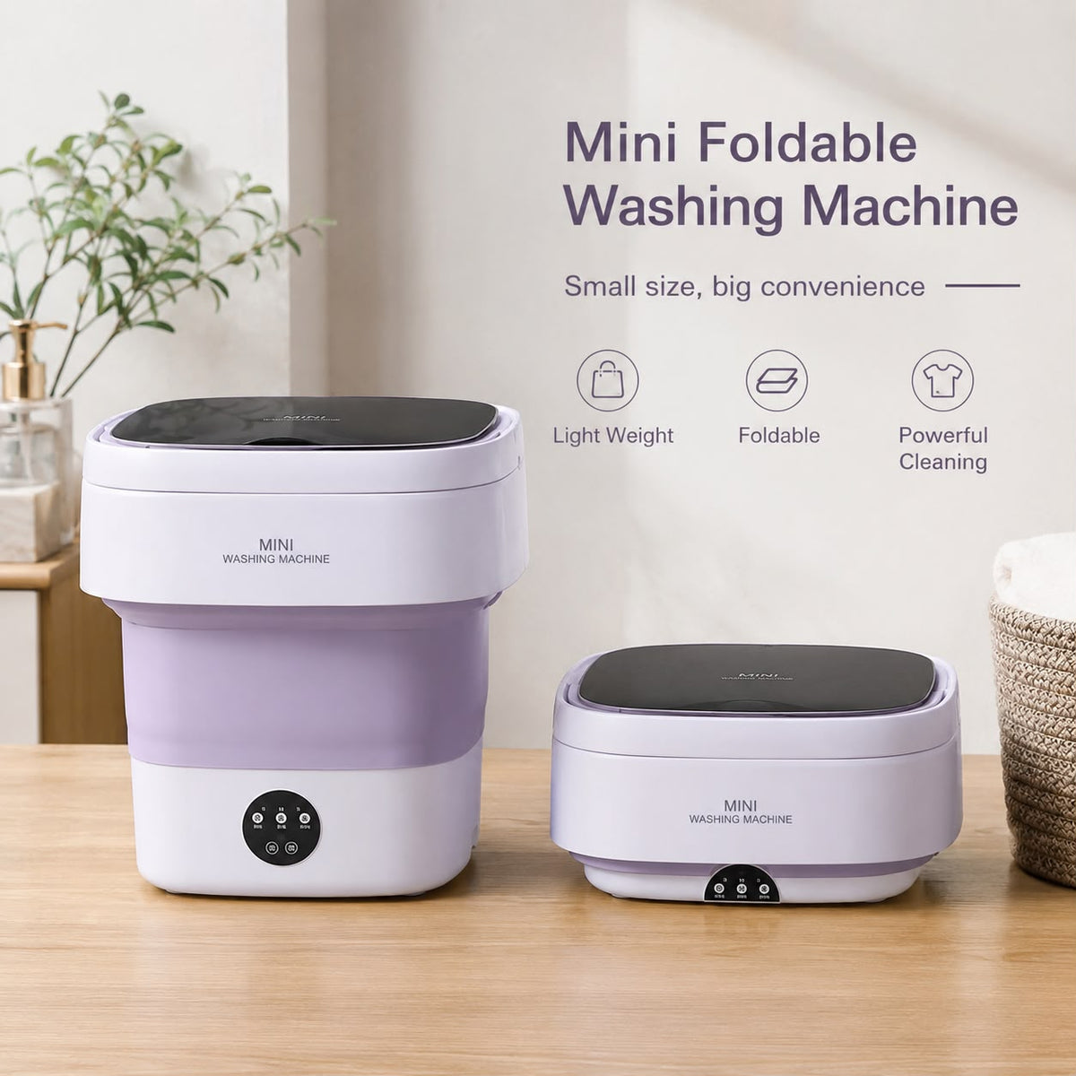 Foldable Mini Washing Machine – Portable & Space-Saving | COD Available + 6-Month Guarantee